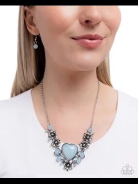 paparazzi Powder Blue Heart Statement Necklace